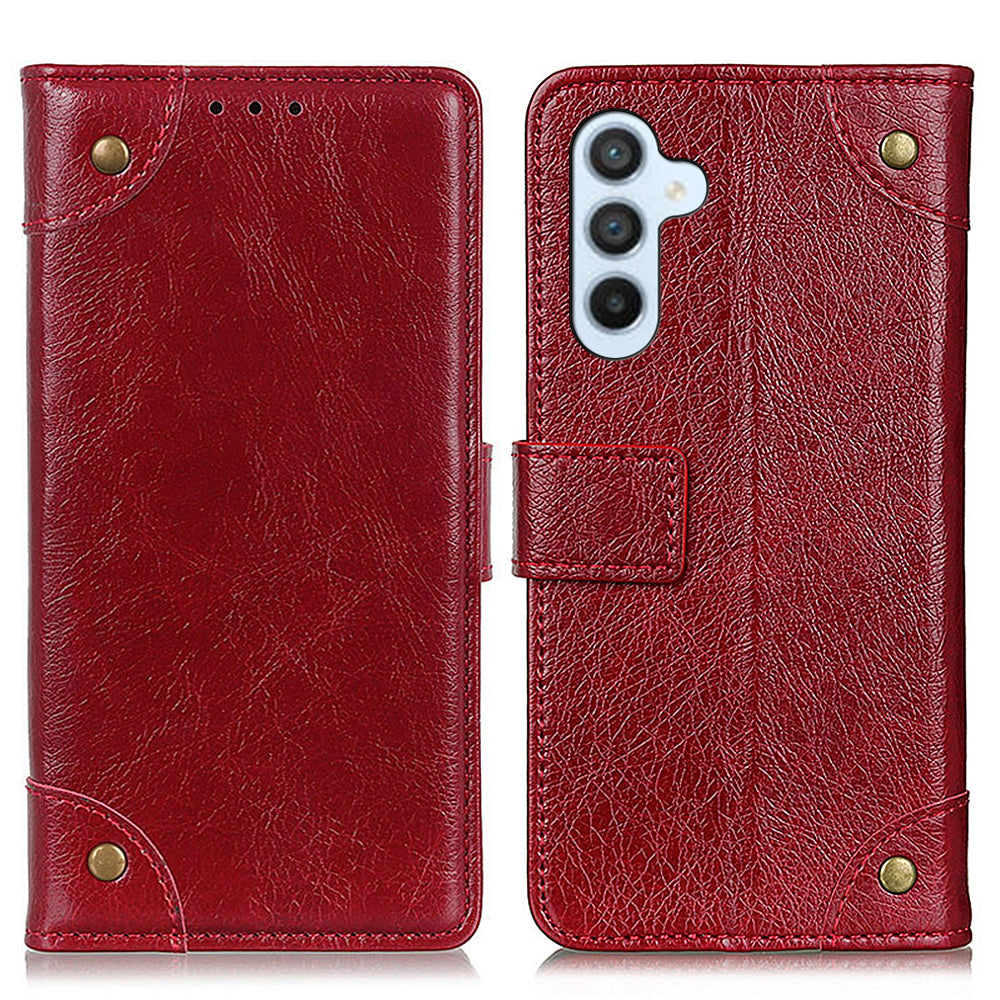 For Samsung Galaxy F34 5G M34 5G Wallet Stand Phone Case PU Leather Brass Button Decor Phone Cover For Samsung Galaxy F34 5G M34 5G Wallet Stand Phone Case PU Leather Brass Button Decor Phone Cover
